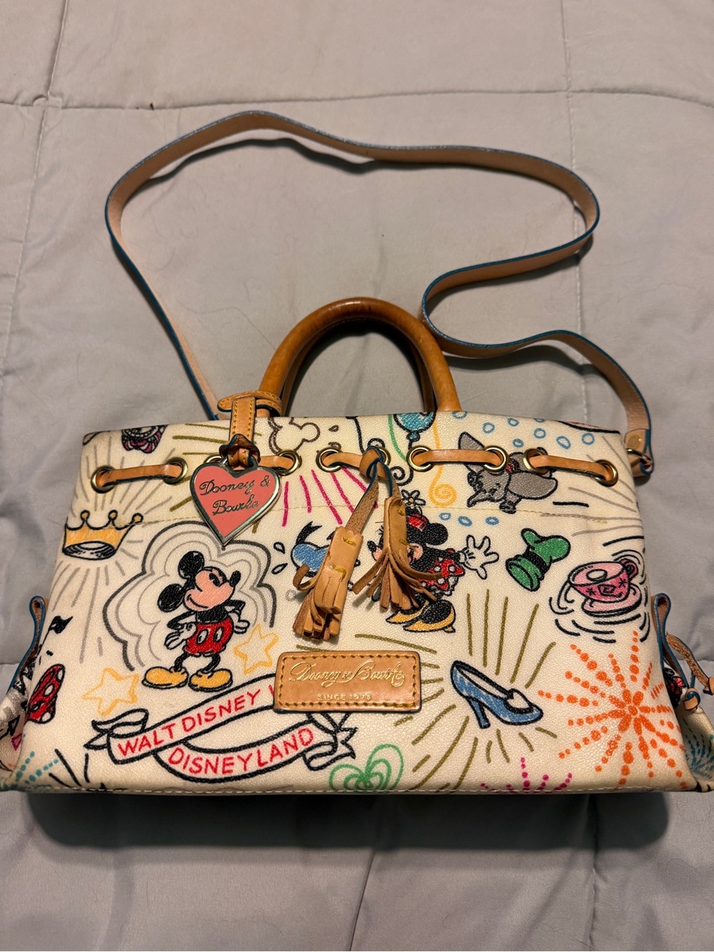 Retired Dooney & Bourke Cream Multicolor Disney Satchel/Shoulder bag/Crossbody